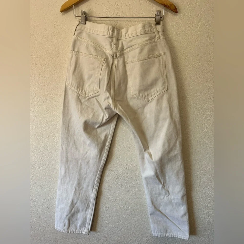 Agolde Riley High Rise Crop in Sour Cream Straight White Jeans- Size 27